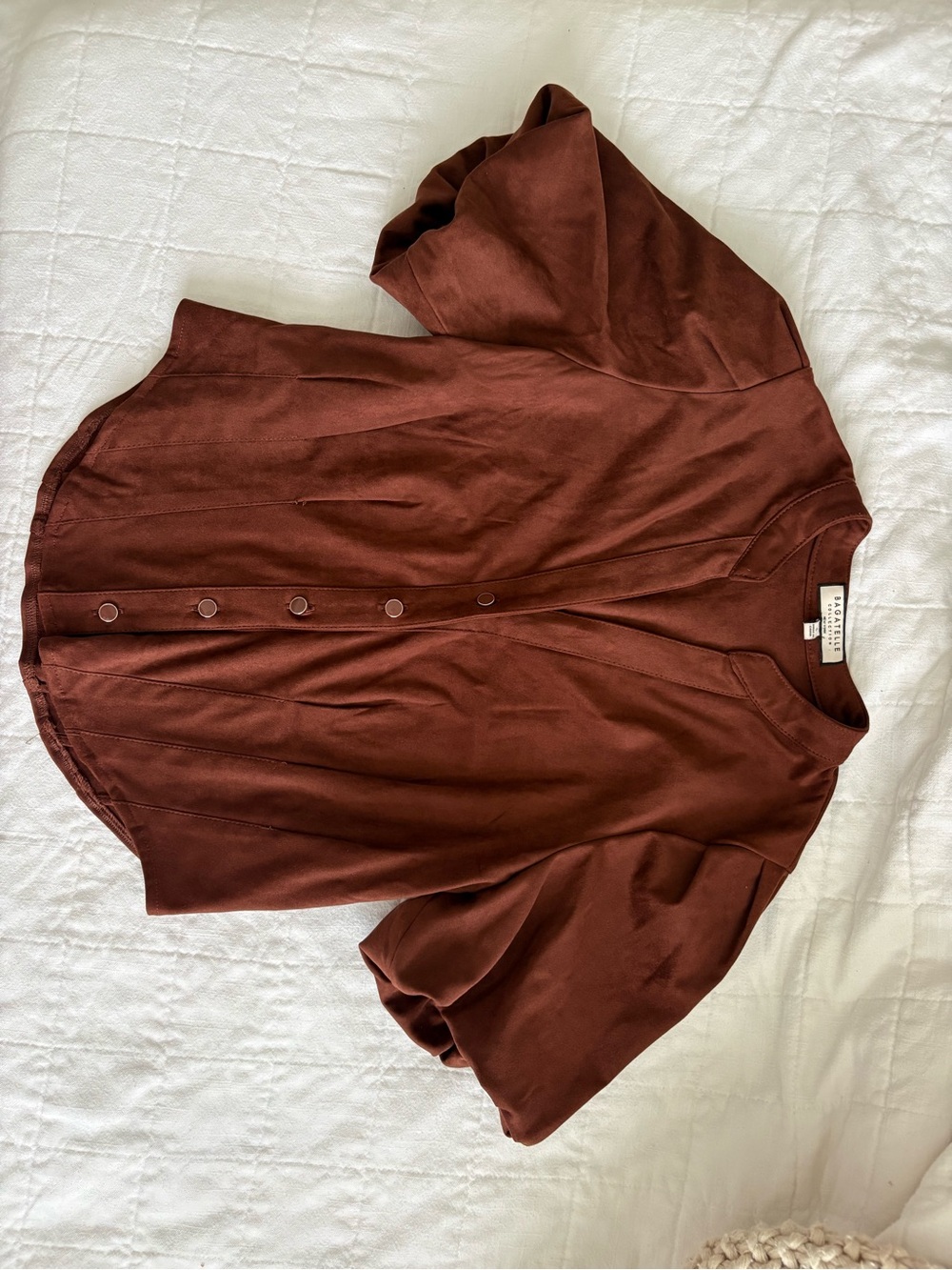 Bagatelle Brown Button Front Short Sleeve Blouse